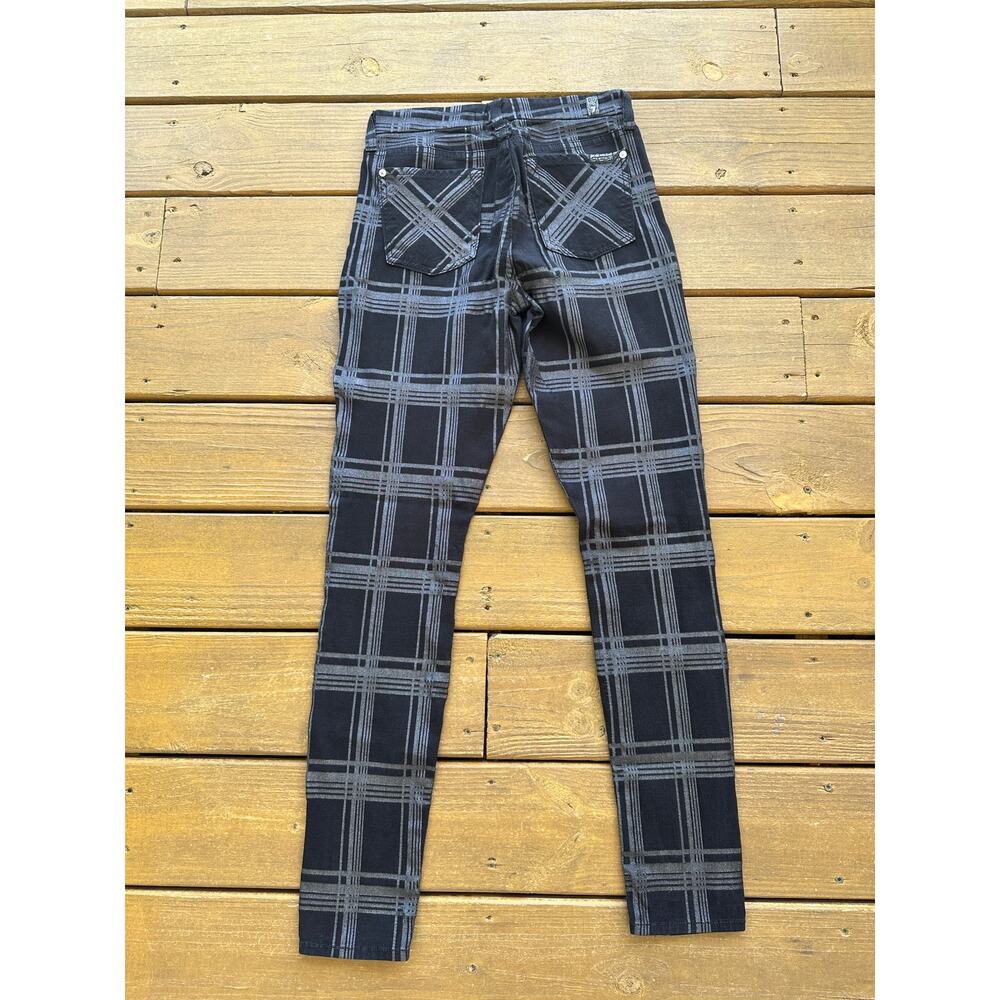 7 For All Mankind Black and Silver Plaid Skinny Pants - Picture 4 of 4